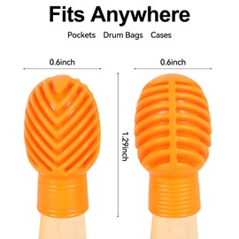 6 Pack Drumstick Dampeners for Silent Practice Drums Silicone Drumstick Tips Replace Your Drum Practice Pads & Protect Drumsticks Reduce the Noise of the Drumsticks Hitting the Drum Surface（Orange）