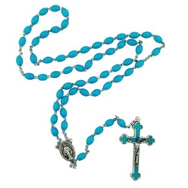 Catholic Rosary Beads with QuadLink Chain by Vatican Imports (Blue)