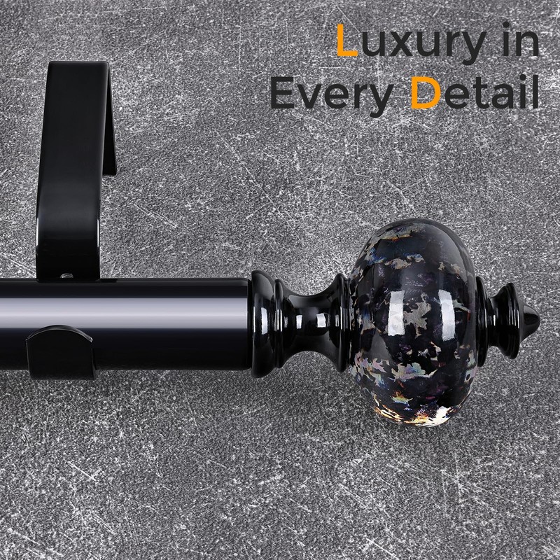 2 Pack Black Curtain Rod for Windows 28 to 48