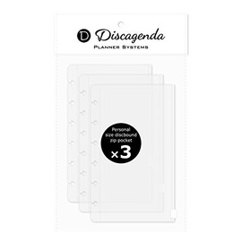 Discagenda Clear Zip Pocket Pouch Personal (3.7x6.7in) Size, 3 Pack for Discbound Planner Personal Organizer