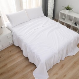 Octate King Bedding Set of 4 – Comfy Breathable & Cooling Sheets Hotel Luxury Bed Sheet for 15 Inch Deep Pocket Fitted Sheet with Flat Sheet & 2 Pillow Cases (White)