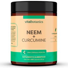 Neem Curcumine. Suplemento de Neem y Curcuma con 200 Capsulas. VitalBotanics. Multivitaminico para Adultos, 6 Month Supply. Suplementos Alimenticios.