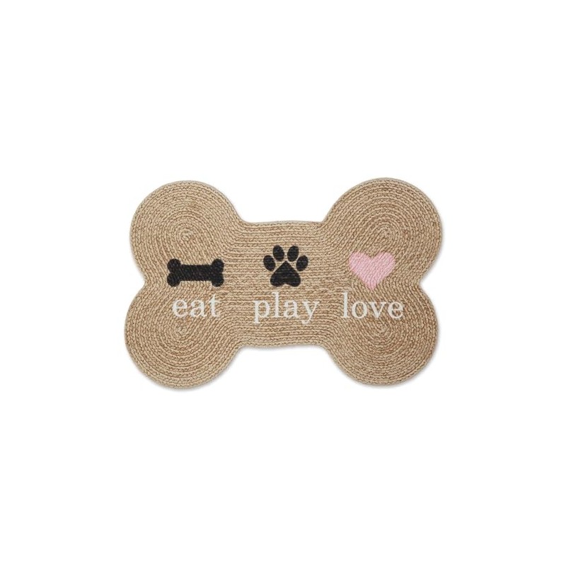 DII Braided Pet Mat Collection 100% Cotton, Bone Shape, Stone