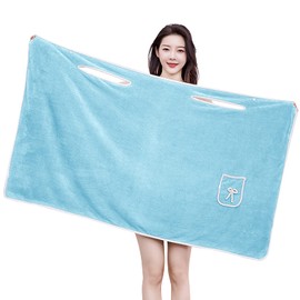 NICEYEA Warm Wearable Bath Towel Wrap Soft Fluffy Highly Water Absorbent Shower Cover Up Women Bath Wrap Towel for Shower with Pocket Thick Quick Dry Beach Spa Gym Bathrobe