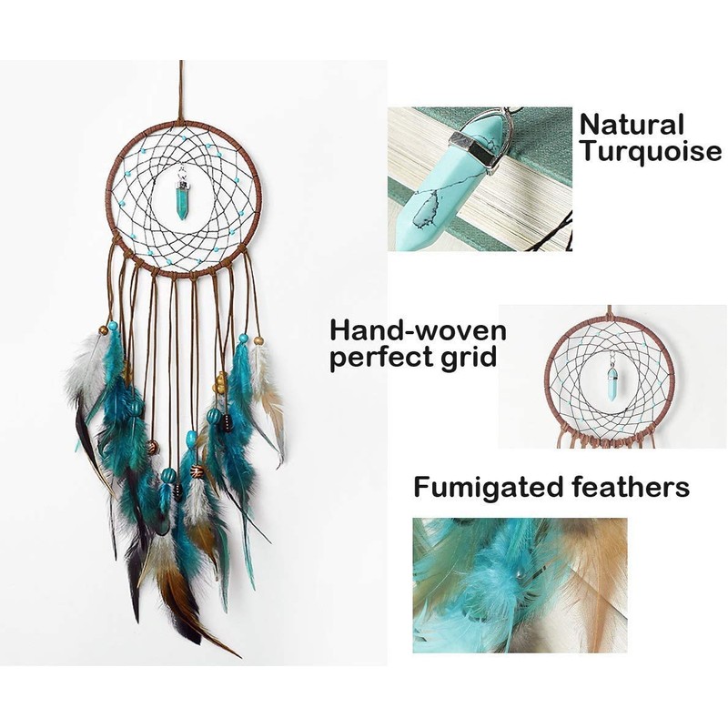Dream Catcher Handmade Turquoise Dreamcatcher with Feathers Wall Hanging Decorations