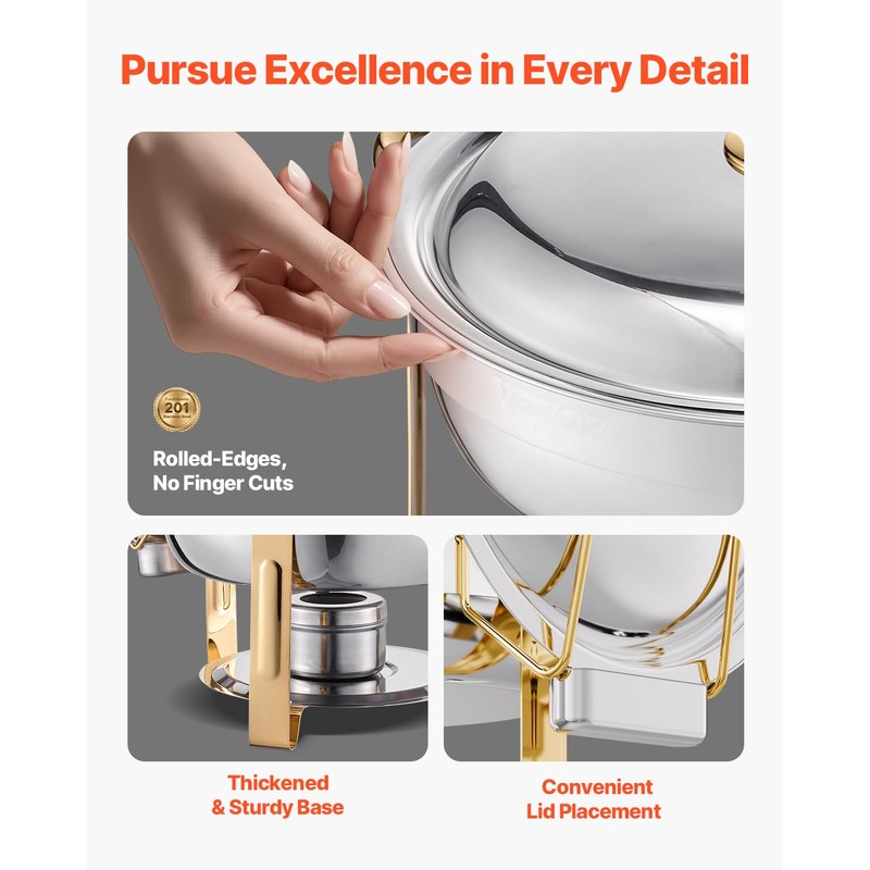 VEVOR Chafing Dish Buffet Set, 5 Qt 4 Pack, Stainless