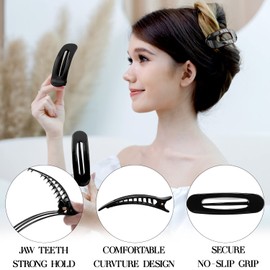 RC ROCHE Pack of 6 Oval Hair Clip for Women Hair Clip Dragonfly Clip Strong Hold Girls Medium Black