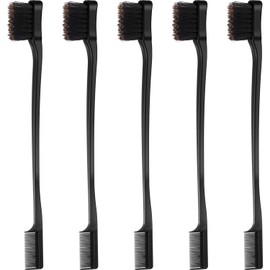 5 Pieces Hair Edge Brush Double Sided Control Hair Brush Comb Combo Pack Smooth Comb Grooming (Black)