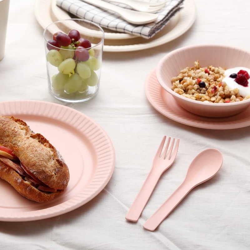 ideaco Cutlery 2 Spoons, 2 Forks, 4 Pieces, Pink b