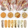 Holographic Nail Art Glitters Gold Silver Nail Glitter Sequins 3D
