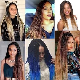 Senegalese Twist Crochet Hair For Black Women 18 Inch 7 Packs Crochet Senegalese Twists Crochet Twists Pre Looped Small Crochet Braids Hair 30Stands/Pack Hot Water Setting(18 Inch, 1B)