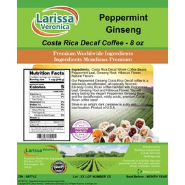 Peppermint Ginseng Costa Rica Decaf Coffee (Gourmet, Naturally Flavored, Whole Coffee Beans) (8 oz, ZIN: 567742) - 3 Pack