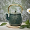TOPTIER Japanese Cast Iron Tea Kettle with Infuser, Leaf Design