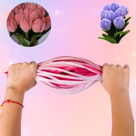 1400 Pcs Pipe Cleaners for Flowers Craft, 7 Colors 12 inch Chenille Stems Bulk Fluffy Fuzzy Sticks for DIY Art Projects Creative DIY Creative Decor, Christmas Decorations (Pink Flower)