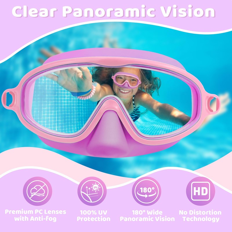 Vvinca Kids Swimming Goggles with Nose Guard