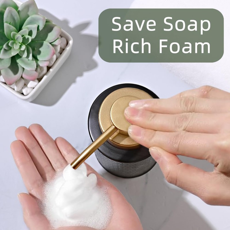 Foam Soap Dispenser with Refined and Vintage Emboss, Ceramic Hand