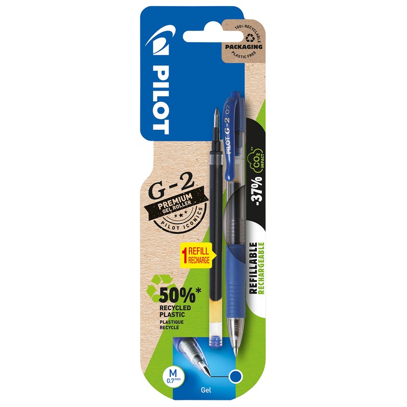 Pilot Pen G-2 2605003BM Gel Pen Refillable + 1 Free