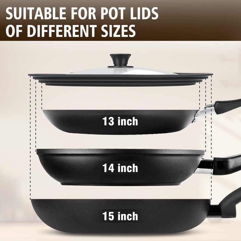 Extra Large Universal Lid Fits 13", 14", 15" Cookware -