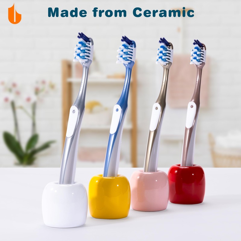 Urbanstrive Ceramic Toothbrush Holders for Bathrooms, Sleek Tooth Brush Holder