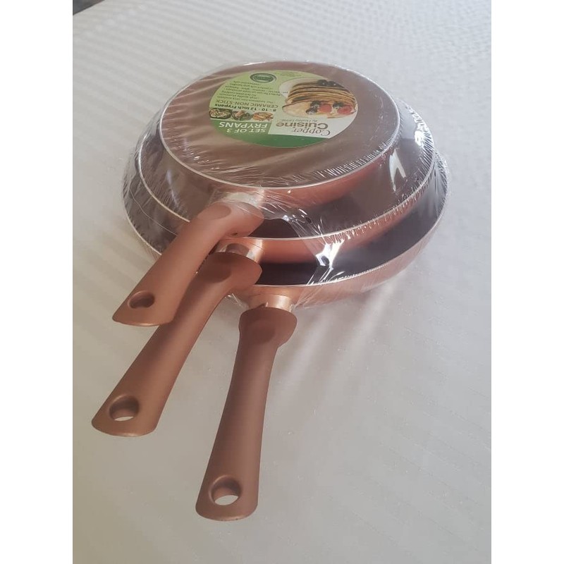 Copper Cuisine by Healthy Living Skillets. 3-piece nonstick cookware set