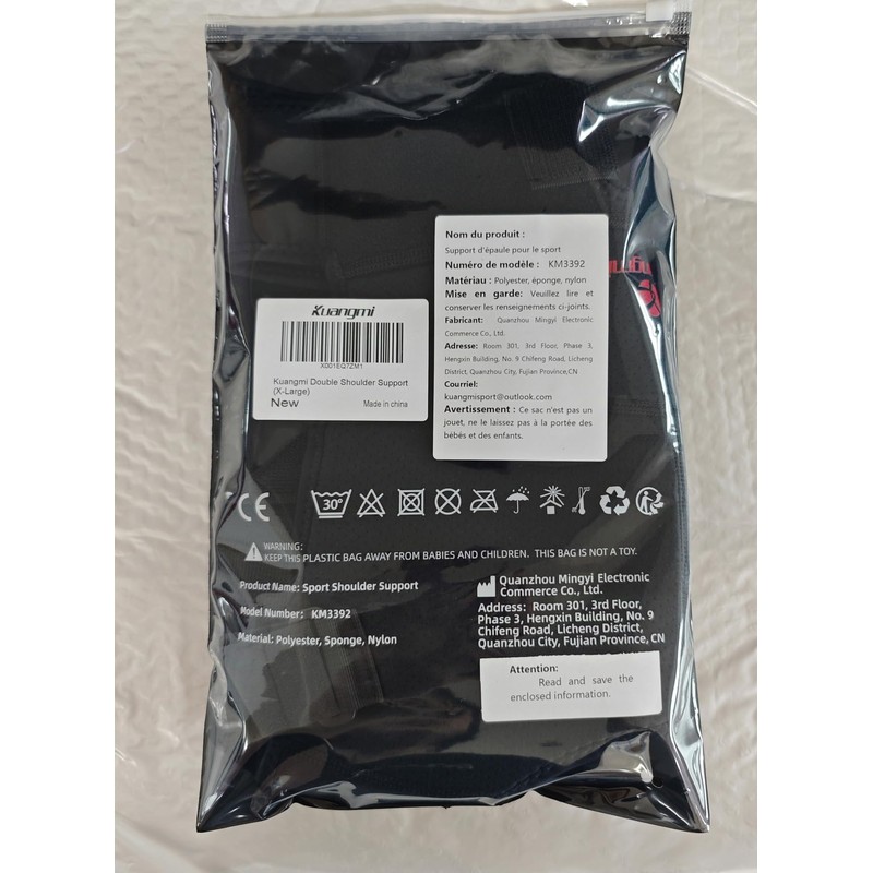 Kuangmi Double Shoulder Support Brace Strap Wrap Neoprene Protector,XL