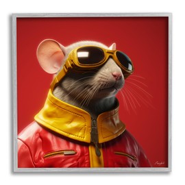 Stupell Industries Mouse in Red Portrait Framed Giclee Art by Roozbeh