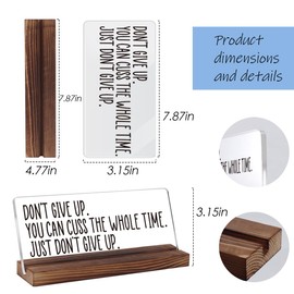 OCCdesign Funny Office Desk Sign Inspirational Quotes Don't Give Up You Can Cuss the Whole Time Just Don't Give Up Desk Plate Signs, Motivational Gifts for Coworkers Colleagues Friends Desk Decor