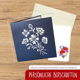 LINPOPUP®, LIN17764, Pop Up Card Flowers, Flower Cards, Bouquet Pop-Up, Greeting Cards, Folding Card, Mother's Day Card, Farewell, Birthday Card, Get Well, Bouquet, N505