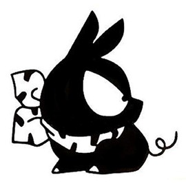 P-Chan Pig Sitting Pose Fan Art Rendition 5.5 Tall Ranma 1/2 Anime TV Series Custom Logo Die Cut Decal - Black Color