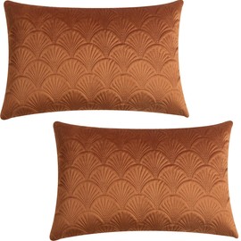 GONOVE Cushion Covers 30x50cm Decorative Retro Embossing Throw Pillow Covers Set of 2 Square Velvet Soft Cushions Pillow Cases for Fall Home Sofa Couch Chair Decor,Rust Orange