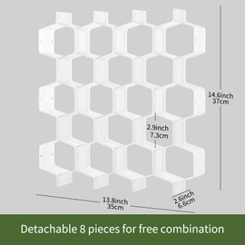 Kocuos Honeycomb Separator Adjustable Drawer Organizer Divider for Underwear Belt-Scarf Socks Organizer (White(1pc))