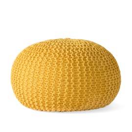 Christopher Knight Home Nahunta Knitted Round Pouf - Cotton - Yellow