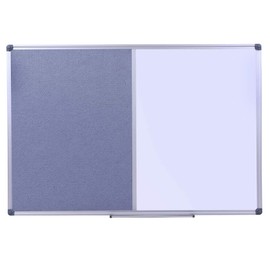 DexBoard 36 x24 inch Cork & Dry Erase Combo Board - Magnetic Whiteboard & Grey Bulletin Board for Office, Home, Classroom | Wall-Mountable with Aluminum Frame & Pen Tray
