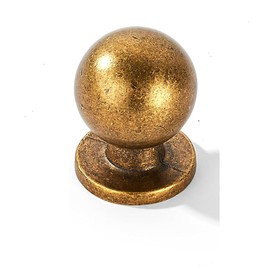 khtumeware 10 Pack 1 Inch (25mm) Diameter Round Solid Vintage Antique Brass Finish Kitchen Cabinet Knobs,Ball Cabinet knobs.