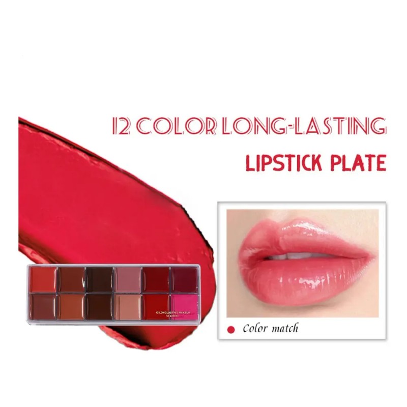 Paleta De 12 Labiales De Color 12 Duraderos Mate Intenso