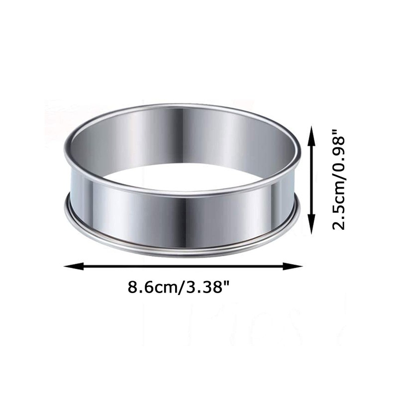 16 Pieces Double Rolled Tart Rings Stainless Steel Muffin Rings