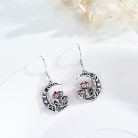 ABIGY Moon Mushroom Earrings 925 Sterling Silver, Magic Red Mushroom Earrings Moon Phase Earrings Mushroom Jewellery Gifts for Birthday for Women and Girls, Sterling Silver