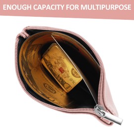 TIESOME Coin Purse, PU Lychee Pattern Zipper Coin Purse Portable Coin Purse Mini Change Wallet for Women Coin Pocket Mini Money for Women Credit Card ID Key Headset Lipstick (Pink)