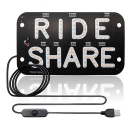 YSY Juren LED Car Window Accessory Sign RIDESHARE for Ride Share Drivers Taxi Light (Pink)