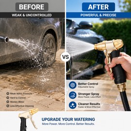 Heavy Duty Garden Hose Nozzle for Outdoor Cleaning – Adjustable Metal Sprayer for Plants, Cars & Pets