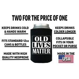 Rogue River Tactical Funny Old Lives Matter Joke Collapsible Can Bottle Beverage Cooler Sleeves 2 Pack Cool Unique Gift For Grandpa Grandma Retirement 2 Pack