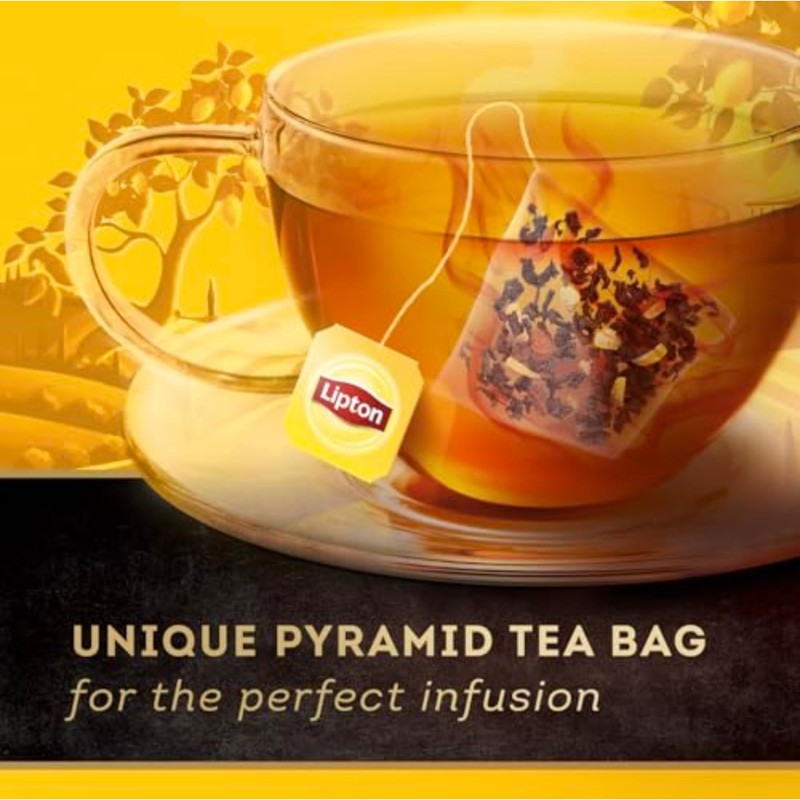 Lipton Black Tea Lemon, Pyramid Tea Bags, Flavored Teabags for
