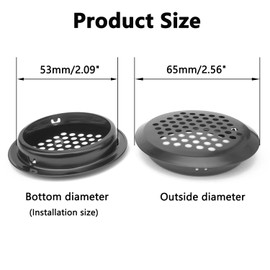 HDbonemu 40Pcs Circular Air Vents 2.1 Inch(53mm) Soffit Vents Stainless Steel Round Vent Mesh Hole Louver for Cabinets, Wardrobes, Shoe Cabinets, Sundry Cabinets and Honey Bee Hive Box (Black)
