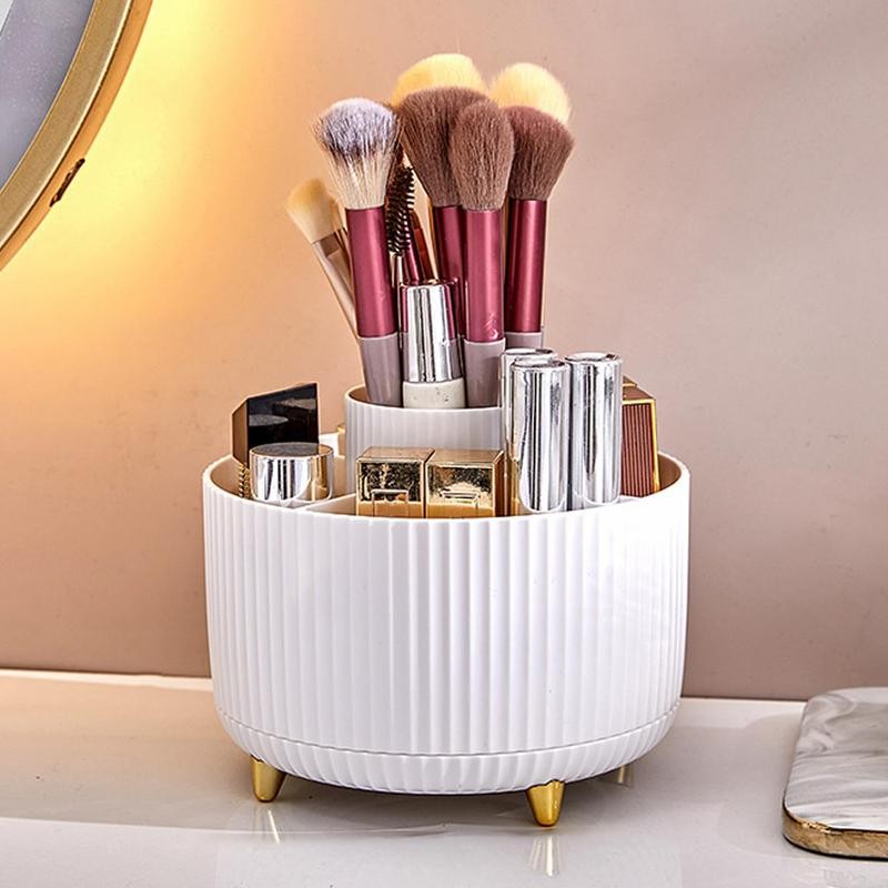 360° Rotating Brush Organizer – Vanity & Bathroom Storage Tray