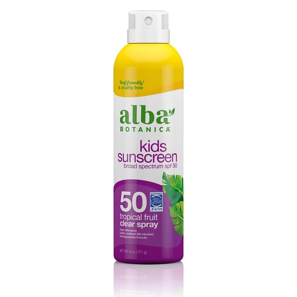 Alba Botanica, Kids Spray Sunscreen SPF 50, 6 Ounce - Packaging may vary (AL00382)