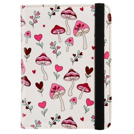 Passport Holder Cover,Travel Wallet RFID Blocking,Cute Passport Case with Credit Card Slots Travel Essentials for Women/Men (Pink Mushroom)