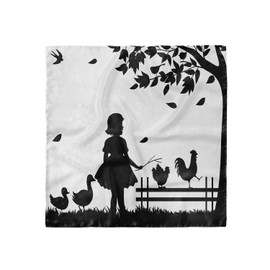 Ambesonne Fence Head Scarf, Farmhouse Vibe Geese Rooster, Hair Wrap, 21" X 21"