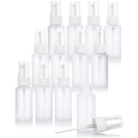 JUVITUS 1 oz / 30 ml Clear Natural Plastic HDPE Refillable Cylinder Squeeze Bottle with White Fine Mist Spray (12 Pack)