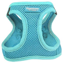Downtown Pet Supply - Dog Harness for Small Dogs No-Pull - Step in Dog Harness - Padded Mesh Fabric Dog Vest with Reflective Trim, Velcro and Buckle Straps - Light Blue - XXS