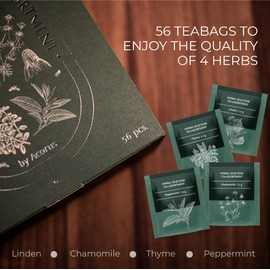 ACORUS Herbal Selection Tea Set, Natural Herbal Tea Variety Pack, Assorted Tea Box, Tea Gift Set of 4 Different Teas, Herbal Tea Sampler of 56 Tea Bags Individually Wrapped
